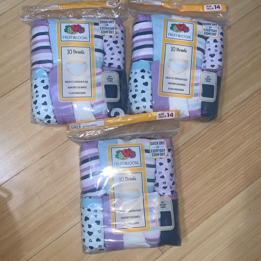 Fruit of the Loom Girls 3 packs of 10 briefs size 14
